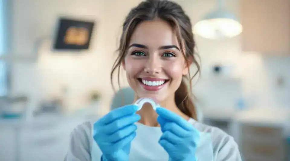 A Reading resident smiling during a clear aligner consultation at Willow Dental on Woburn Street, warm and reassuring mood.